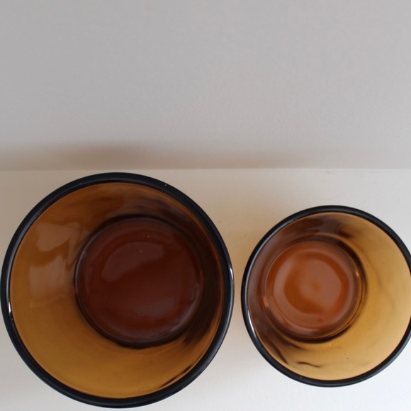 🔺SOLD🔺Set 2 MCM Tawny Glass Plant Pots / Candle Holders - Picture 4 of 4